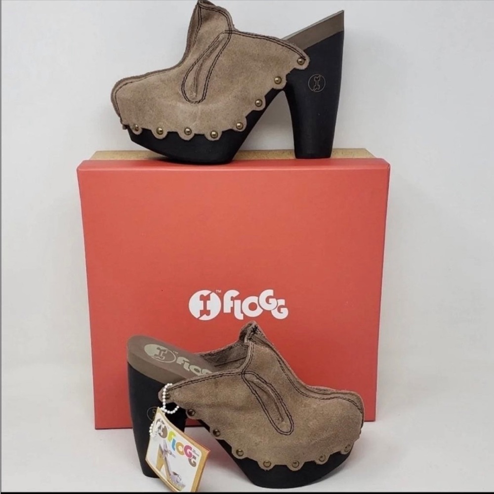 Flog mule platform clog heel comfortable genuine leather bohemian 70’s